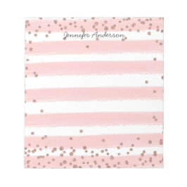 Moderne weiche rosa Streifen Gold Confetti persona Notizblock