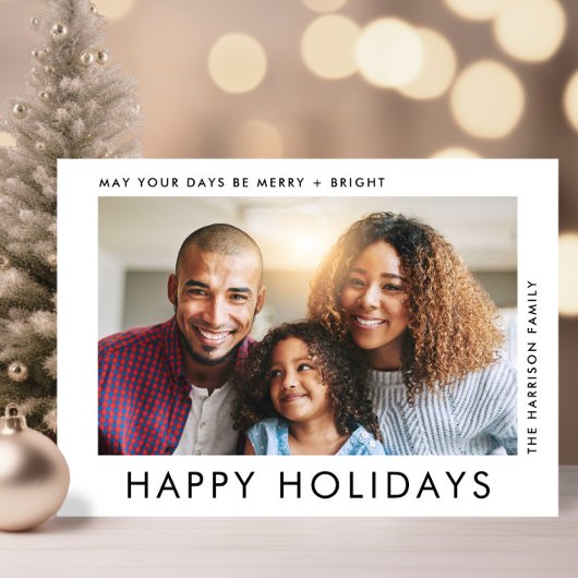 Moderne Weihnachten 3 Fotos Happy Holidays Karte