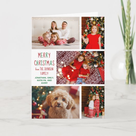 Moderne Weihnachten 5 Foto Collage Rot Grün geklap (Vorderseite)