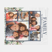 Moderne Weihnachten 5 Fotos Collage Navy Blue Fleecedecke (Vorderseite (Horizontal))