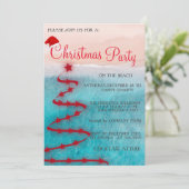Moderne Weihnachten am Strand Einladung (Stehend Vorderseite)