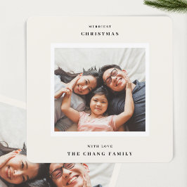 Moderne Weihnachten Beige Rahmen Foto Square