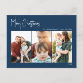 Moderne Weihnachten | Blaues Drei-Foto- (Vorderseite)