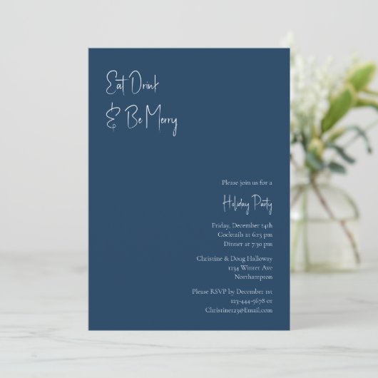 Moderne Weihnachten | Blaues Essen trinken und Mer Einladung (Stehend Vorderseite)