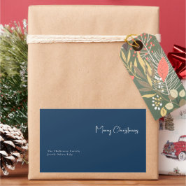 Moderne Weihnachten | Blue Family Gift Label Rechteckiger Aufkleber
