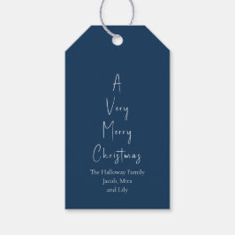Moderne Weihnachten | Blue Family Tree Gift Tags Geschenkanhänger