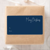 Moderne Weihnachten | Blue Rectangle Gift Label (Insitu)