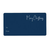 Moderne Weihnachten | Blue Rectangle Gift Label (Vorne)