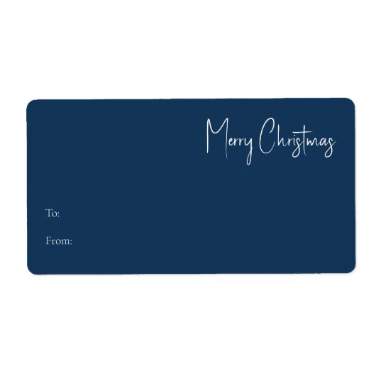Moderne Weihnachten | Blue Rectangle Gift Label (Vorne)