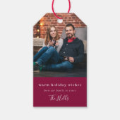Moderne Weihnachten | Burgundy Maroon Couple Foto Geschenkanhänger (Vorderseite)