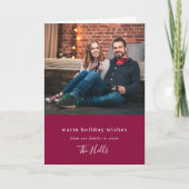 Moderne Weihnachten | Couple Foto Burgundy Maroon (Vorderseite)