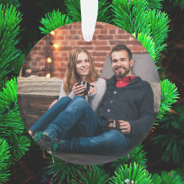 Moderne Weihnachten | Couple Foto Burgundy Maroon Ornament