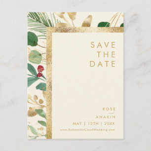 Moderne Weihnachten   Cream Save The Date Postkart Einladungspostkarte