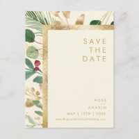 Moderne Weihnachten | Creme Save the Date Postkart