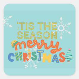 Moderne Weihnachten - der Spaß der Jahreszeit Quadratischer Aufkleber