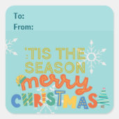 Moderne Weihnachten - der Spaß der Jahreszeit Quadratischer Aufkleber (Vorderseite)