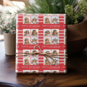 Moderne Weihnachten - einfach Rot und Weiß Foto Geschenkpapier