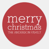 Moderne Weihnachten - einfach rot und weiß Runder Aufkleber (Vorderseite)