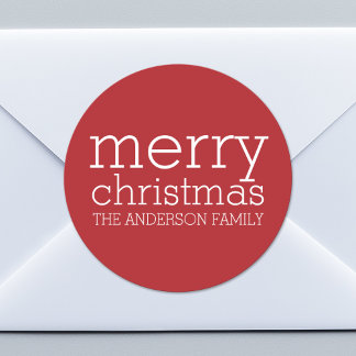 Moderne Weihnachten - einfach rot und weiß Runder Aufkleber