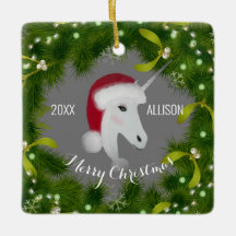 Moderne Weihnachten Einhorn Niedliches Grünes Krau