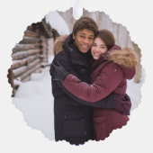 Moderne Weihnachten Elegantes White Script Foto Ge Ornament Karte (Rückseite)