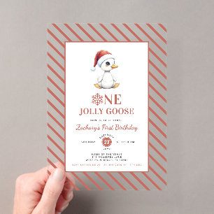 Moderne Weihnachten Erster Geburtstag Eine fröhlic Acryleinladungen