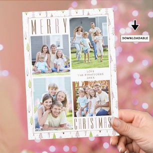 Moderne WEIHNACHTEN Foto Collage Bäume Rosa