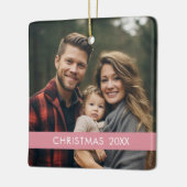 Moderne Weihnachten - Foto Jahr und rosa Streifen Keramikornament (Links)