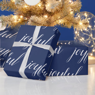 Moderne Weihnachten freudiges Blau Geschenkpapier