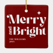Moderne Weihnachten froh und hell Keramikornament (Rückseite)
