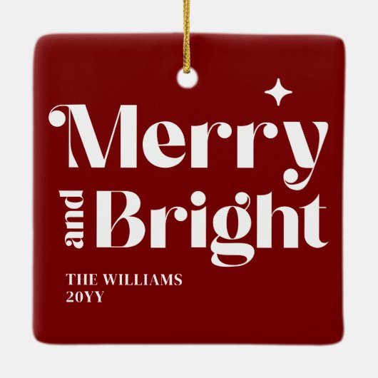 Moderne Weihnachten froh und hell Keramikornament (Rückseite)
