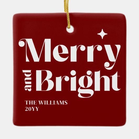 Moderne Weihnachten froh und hell Keramikornament (Vorderseite)