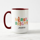 Moderne Weihnachten frohe und helle Farben Name Tasse (Links)