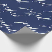 Moderne Weihnachten fröhlich blau Geschenkpapier (Ecke)