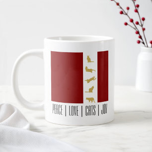 Moderne Weihnachten für Rot-Weiß-Gold-Katzenliebha Jumbo-Tasse