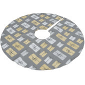 Moderne Weihnachten Gegenwart Doodles Polyester Weihnachtsbaumdecke (Schrägansicht)