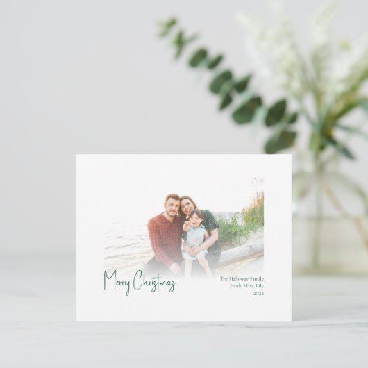 Moderne Weihnachten | Green Faded Foto Holiday Car (Stehend Vorderseite)