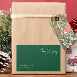 Moderne Weihnachten | Green Family Gift Label Rechteckiger Aufkleber