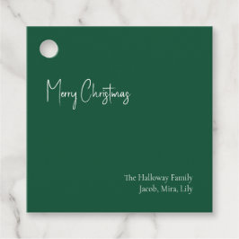 Moderne Weihnachten | Green Square Family Gift Tag Geschenkanhänger
