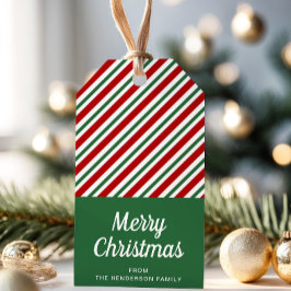 Moderne Weihnachten grün und rot gestreift Geschenkanhänger