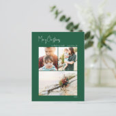 Moderne Weihnachten | Grünes Vertikales 3 Foto (Stehend Vorderseite)