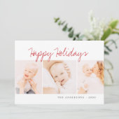 Moderne Weihnachten Gruß drei Foto (Stehend Vorderseite)