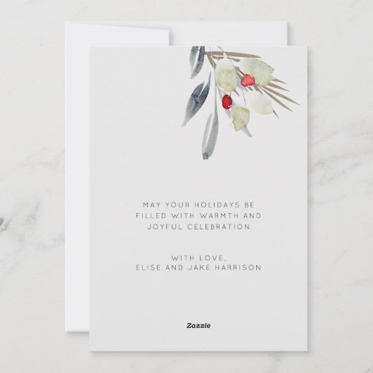 Moderne Weihnachten in Aquarellfarben (Rückseite)