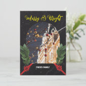 Moderne Weihnachten in fröhlicher und leuchtend ro (Stehend Vorderseite)