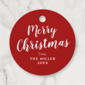 Moderne Weihnachten in Rot und Weiß Geschenkanhänger (Vorderseite)