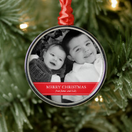 Moderne Weihnachten in Rot und Weiß Silbernes Ornament