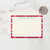 Moderne Weihnachten Kariert Rot und Grün Personali Mitteilungskarte (Vorderseite/Rückseite Beispiel)