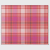 Moderne Weihnachten Kariert Tartan Rosa und Korall Geschenkpapier (Flach)