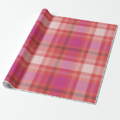 Moderne Weihnachten Kariert Tartan Rosa und Korall Geschenkpapier (Ungerollt)