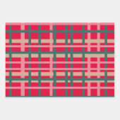 Moderne Weihnachten Karierte, helle Rote Grüne Lin Geschenkpapier Set (Vorderseite 3)